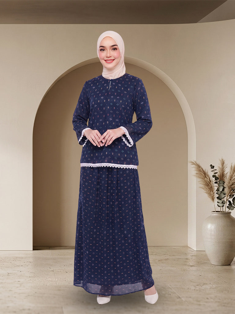 【Pre-order】Elegant Floral Kurung Moden Muslimah Set