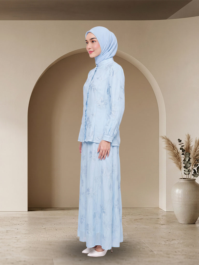 【Pre-order】Elegant Embossed Floral Baju Kurung Set