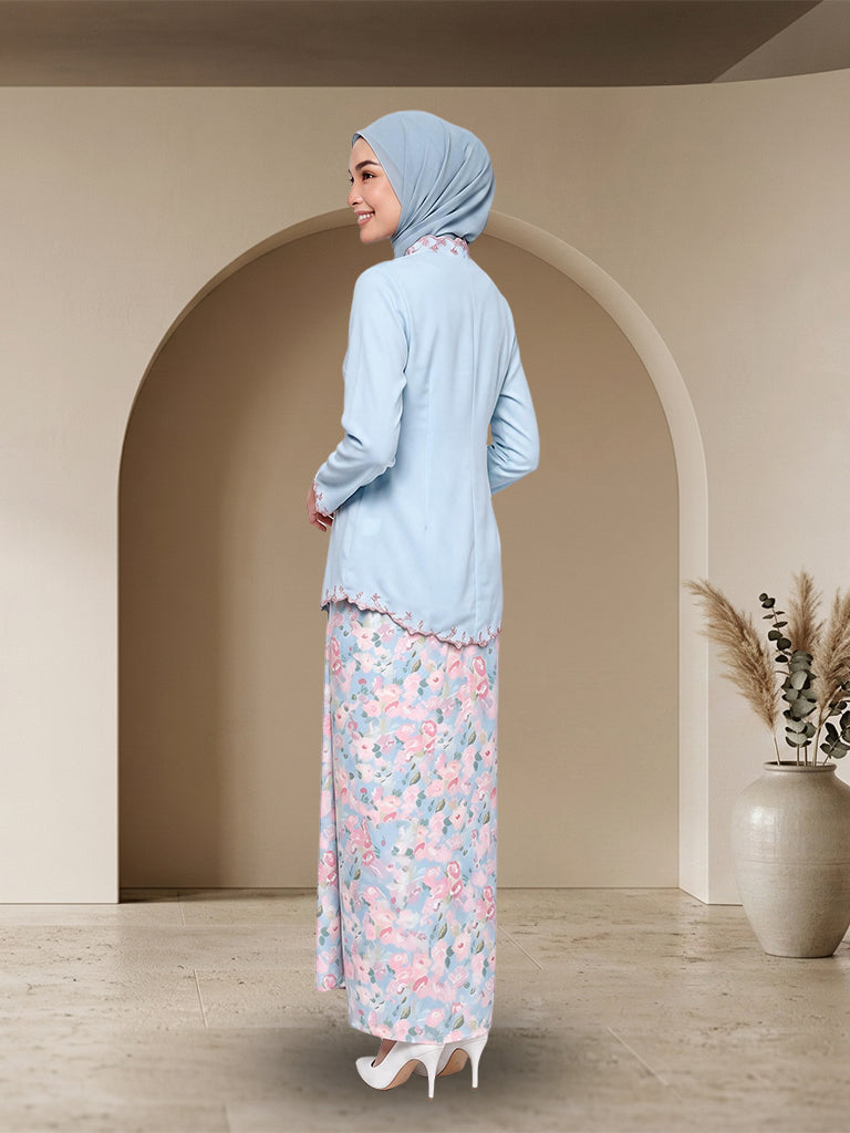 Set Baju Kurung Moden Sulam Bunga Elegan