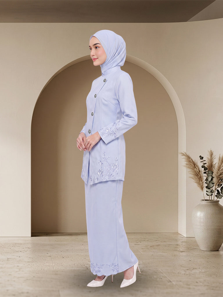 【Pre-order】Elegant Floral Embroidered Modern Baju Kurung Set
