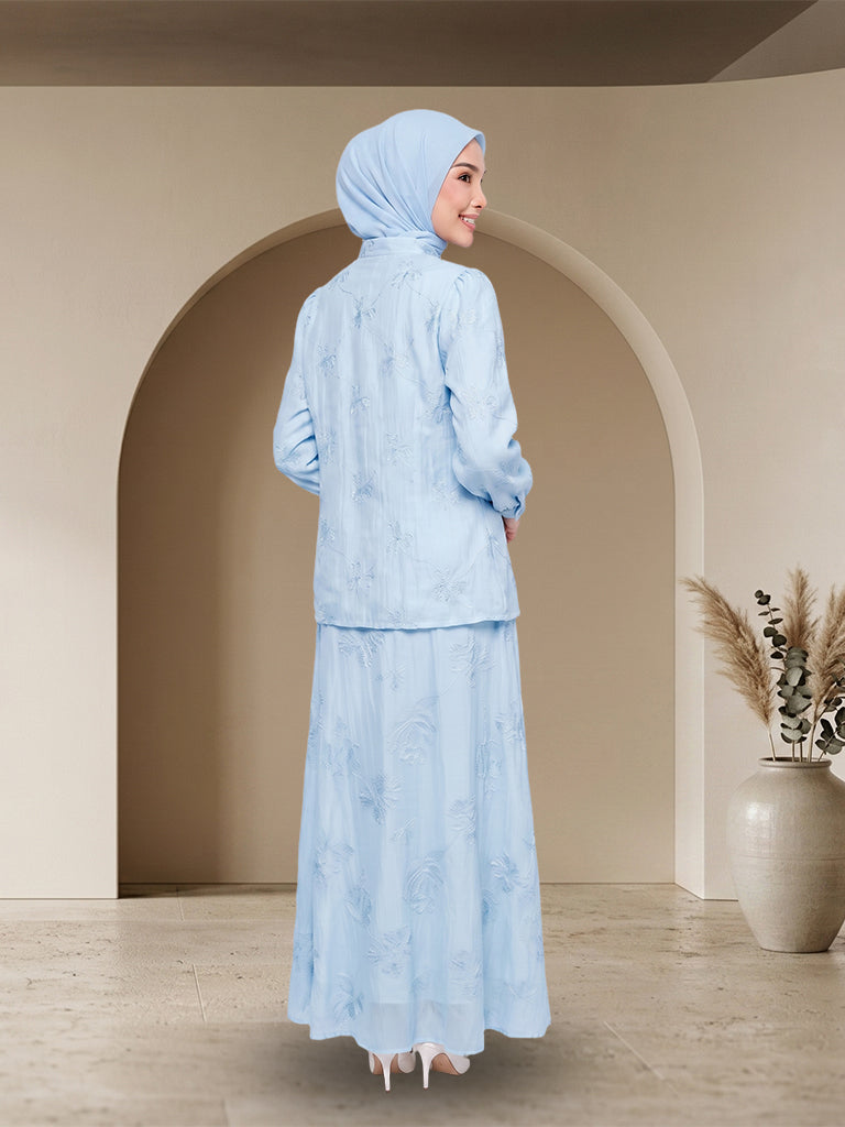 【Pre-order】Elegant Embossed Floral Baju Kurung Set