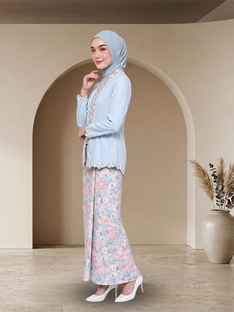 Set Baju Kurung Moden Sulam Bunga Elegan