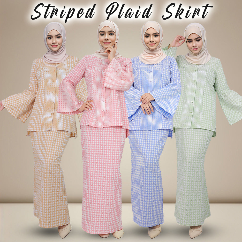 Striped Plaid Kurung Set