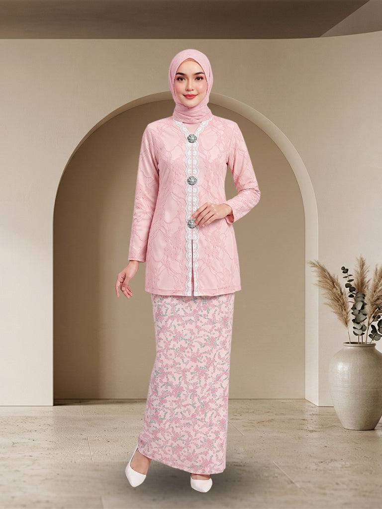 【Pre-order】Elegant Lace Embroidered Baju Kurung Modern Set
