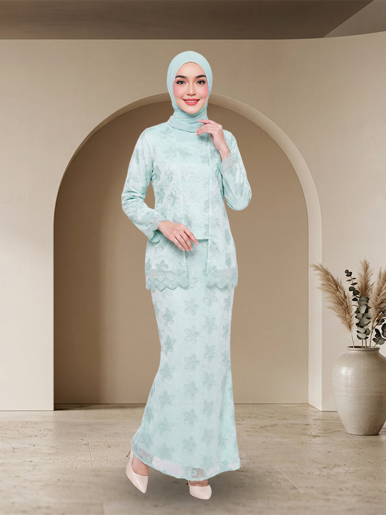 【Pre-order】Elegant Floral Lace Baju Kurung Set