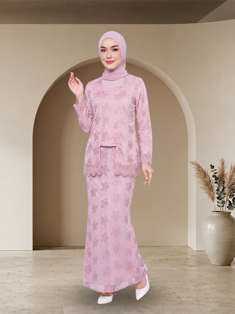 【Pre-order】Elegant Floral Lace Baju Kurung Set