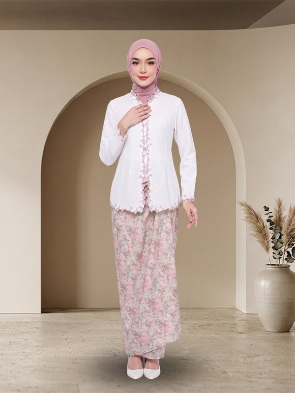 Set Baju Kurung Moden Sulam Bunga Elegan
