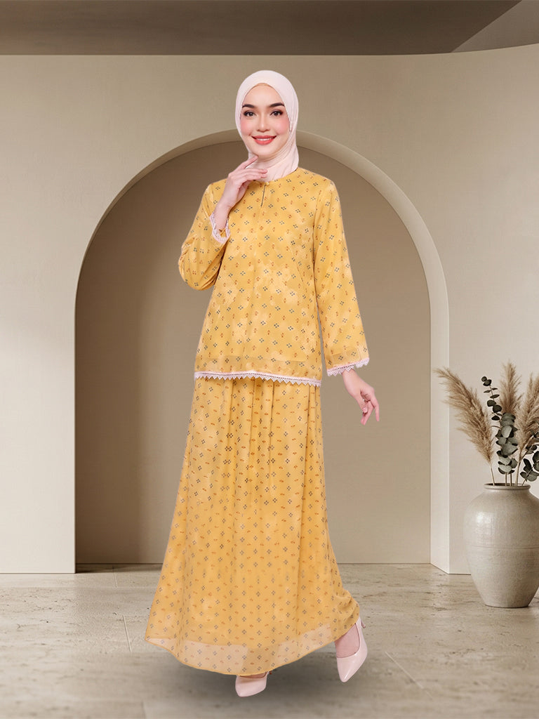 【Pre-order】Elegant Floral Kurung Moden Muslimah Set