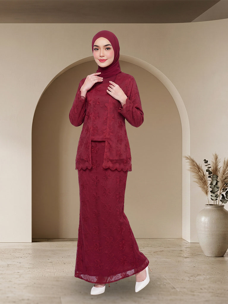 【Pre-order】Elegant Floral Lace Baju Kurung Set