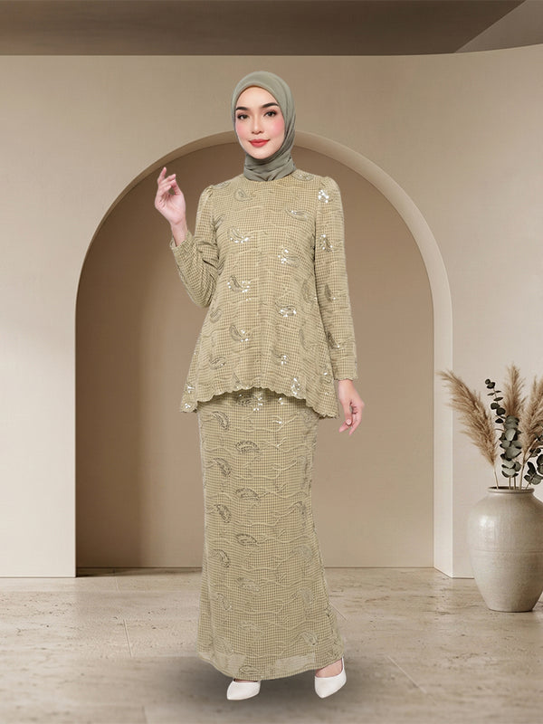 Set Jubah Seluar Moden Bersulam Elegan