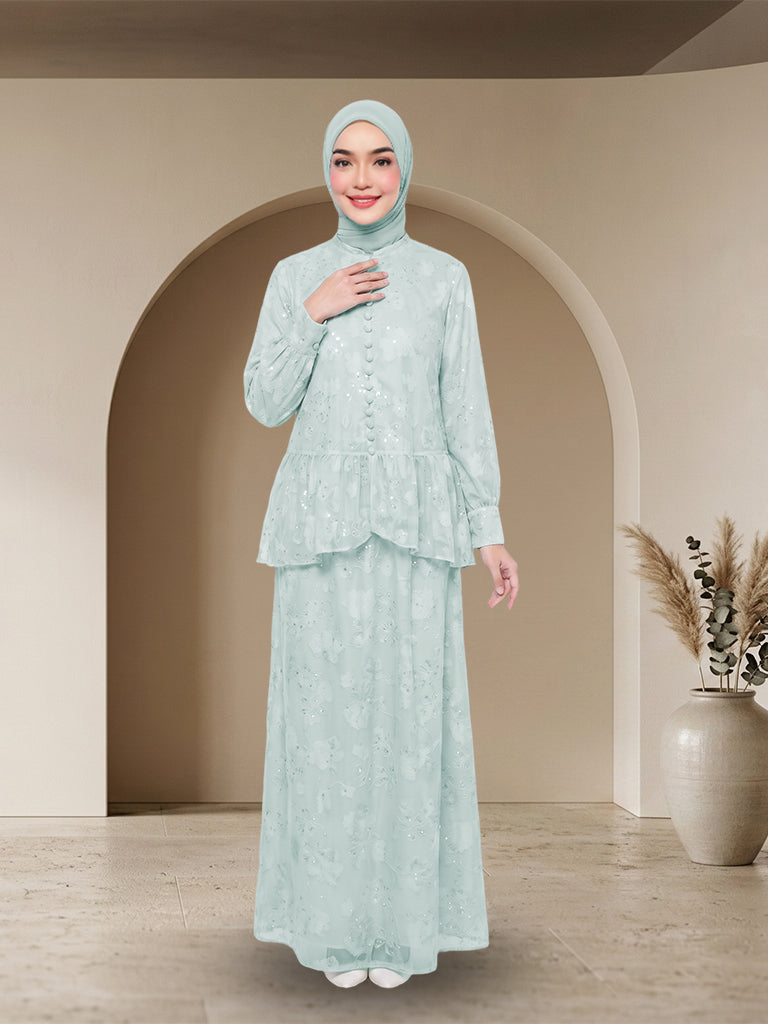【Pre-order】Elegant Embroidered Peplum Jubah Muslimah Set