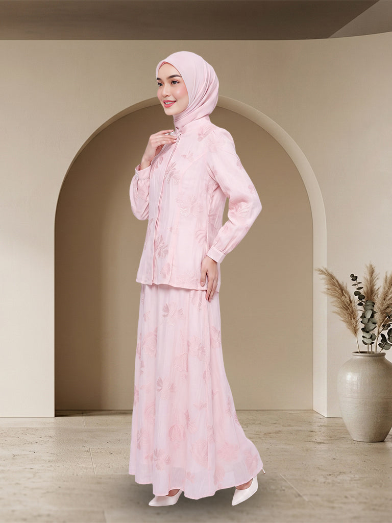 【Pre-order】Elegant Embossed Floral Baju Kurung Set