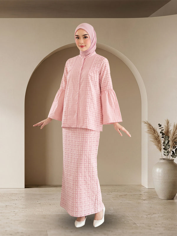 Set Kurung Kotak-Kotak Berjalur