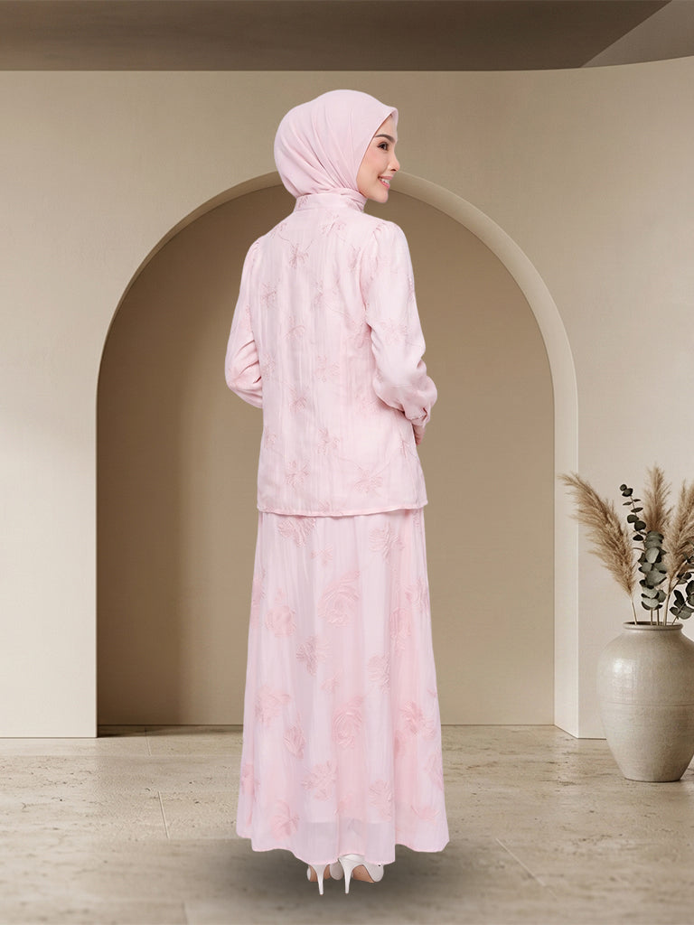 【Pre-order】Elegant Embossed Floral Baju Kurung Set