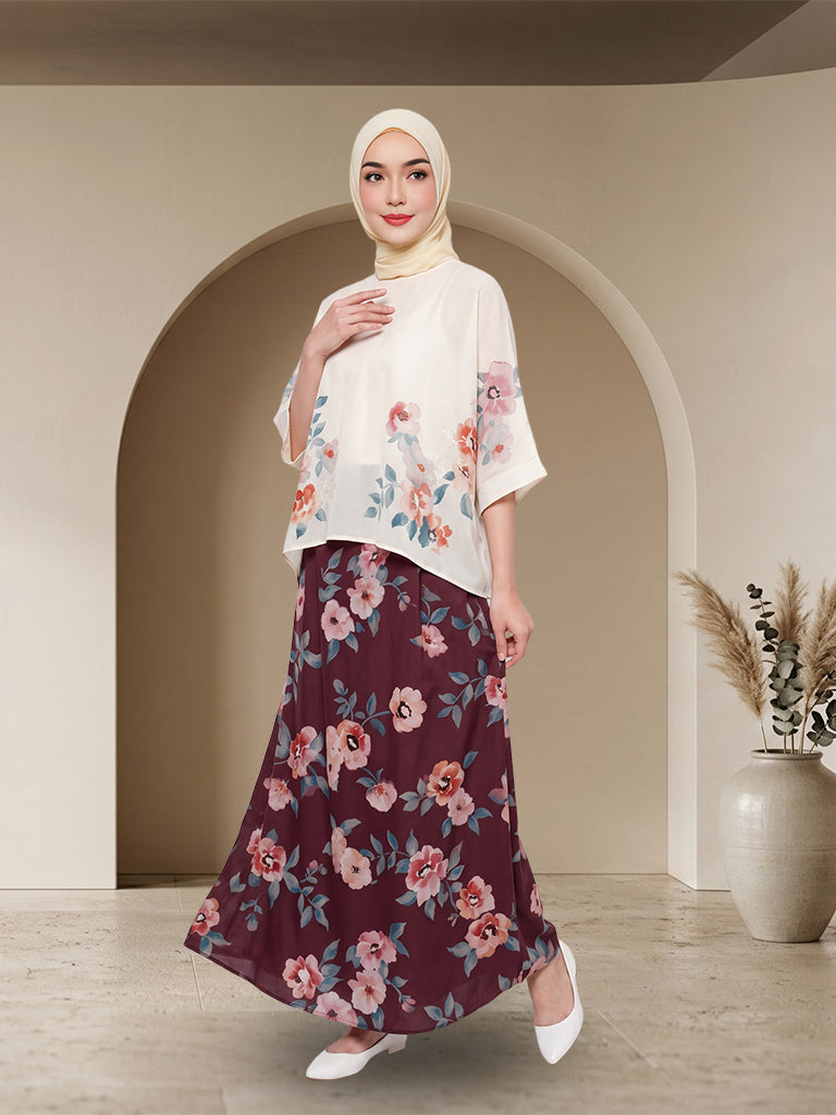 【Pra-pesanan】Set 2-Helai Muslimah Bercorak Bunga Elegan