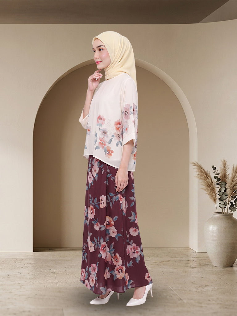 【Pre-order】Elegant Floral Printed Muslimah 2-Piece Set
