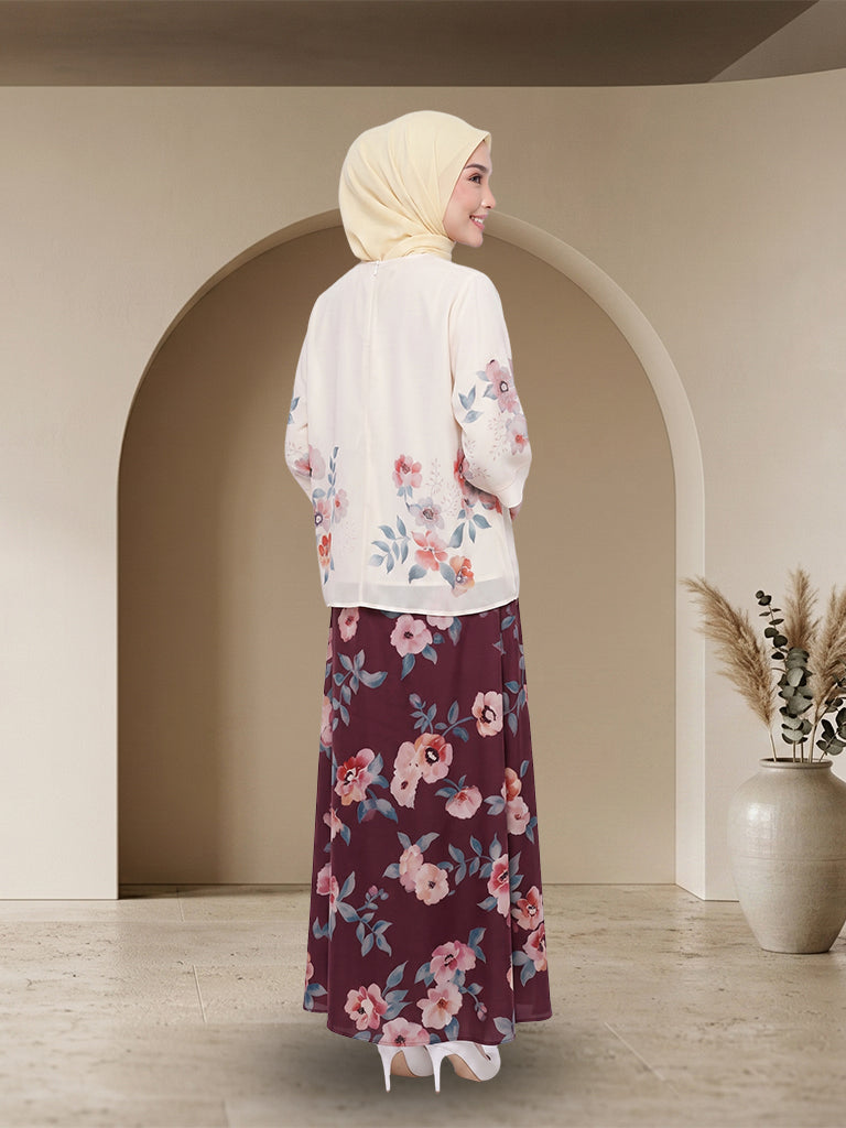 【Pre-order】Elegant Floral Printed Muslimah 2-Piece Set