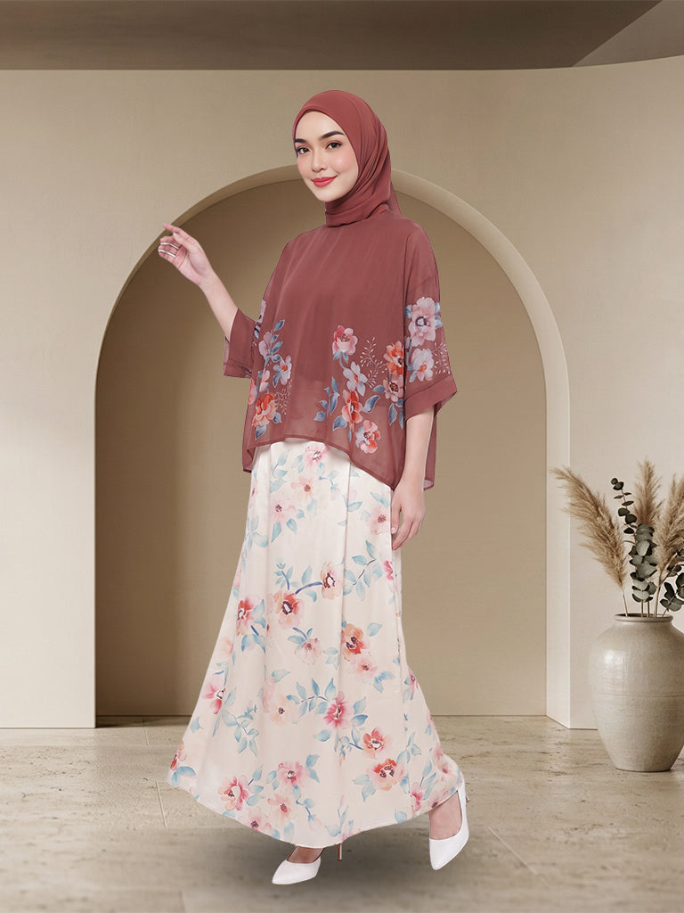 【Pra-pesanan】Set 2-Helai Muslimah Bercorak Bunga Elegan
