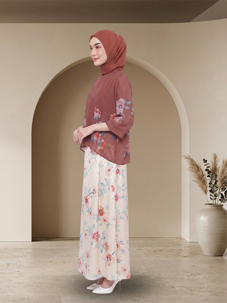 【Pre-order】Elegant Floral Printed Muslimah 2-Piece Set