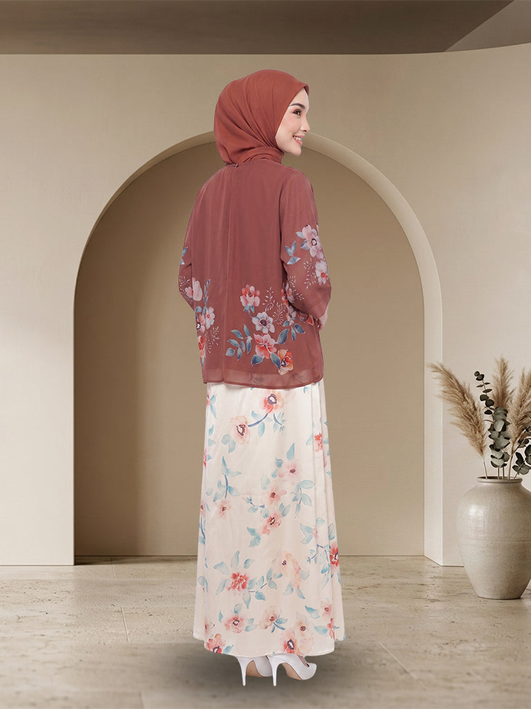 【Pre-order】Elegant Floral Printed Muslimah 2-Piece Set