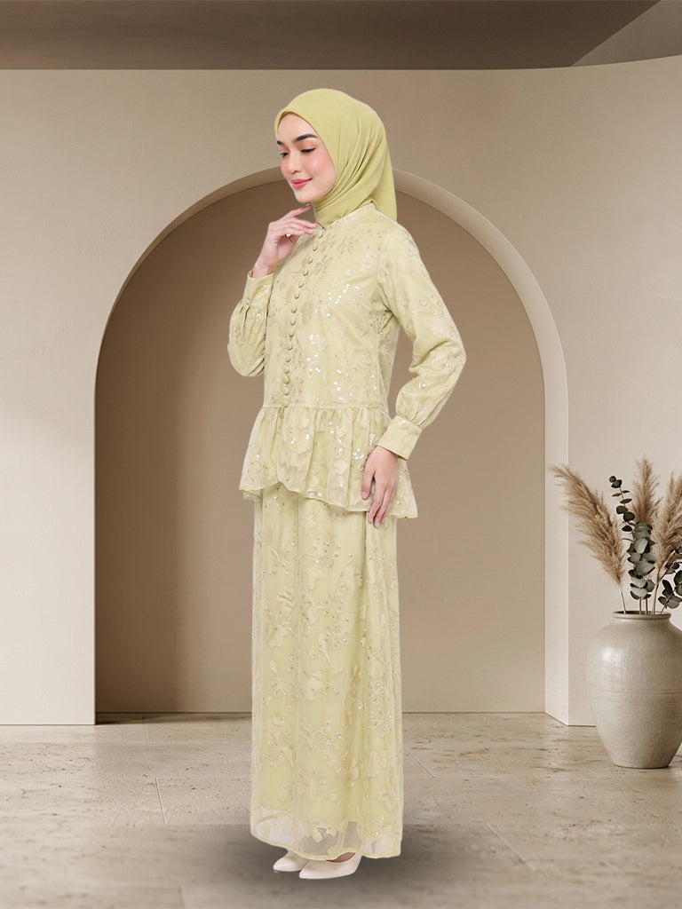【Pre-order】Elegant Embroidered Peplum Jubah Muslimah Set