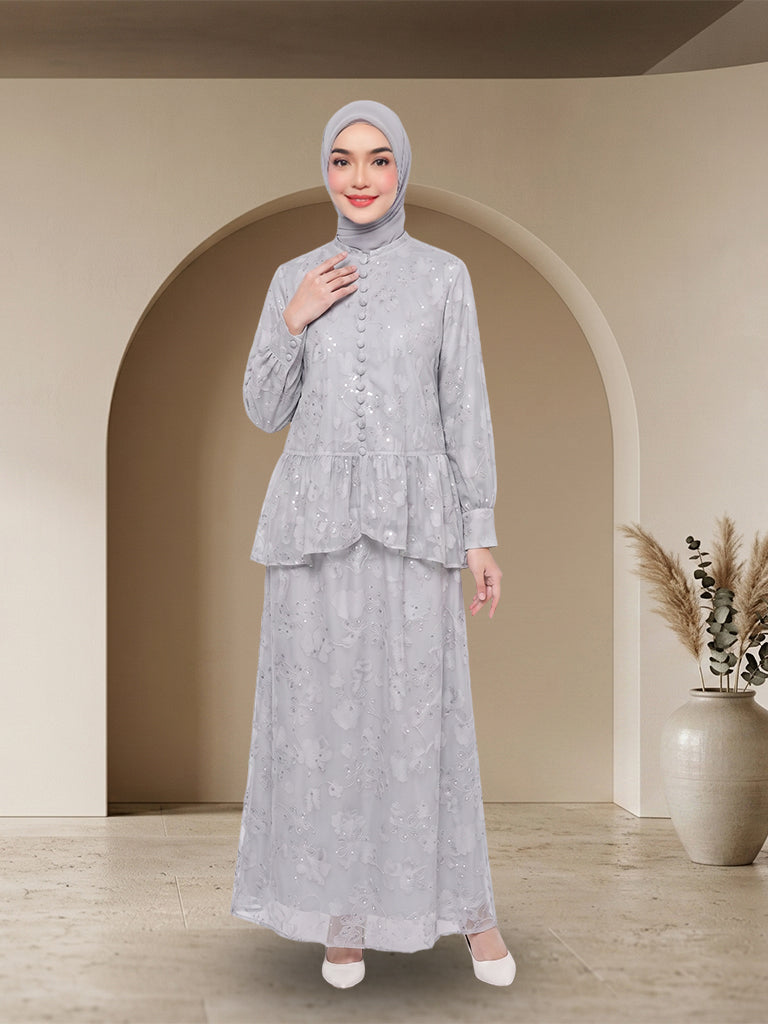【Pre-order】Elegant Embroidered Peplum Jubah Muslimah Set