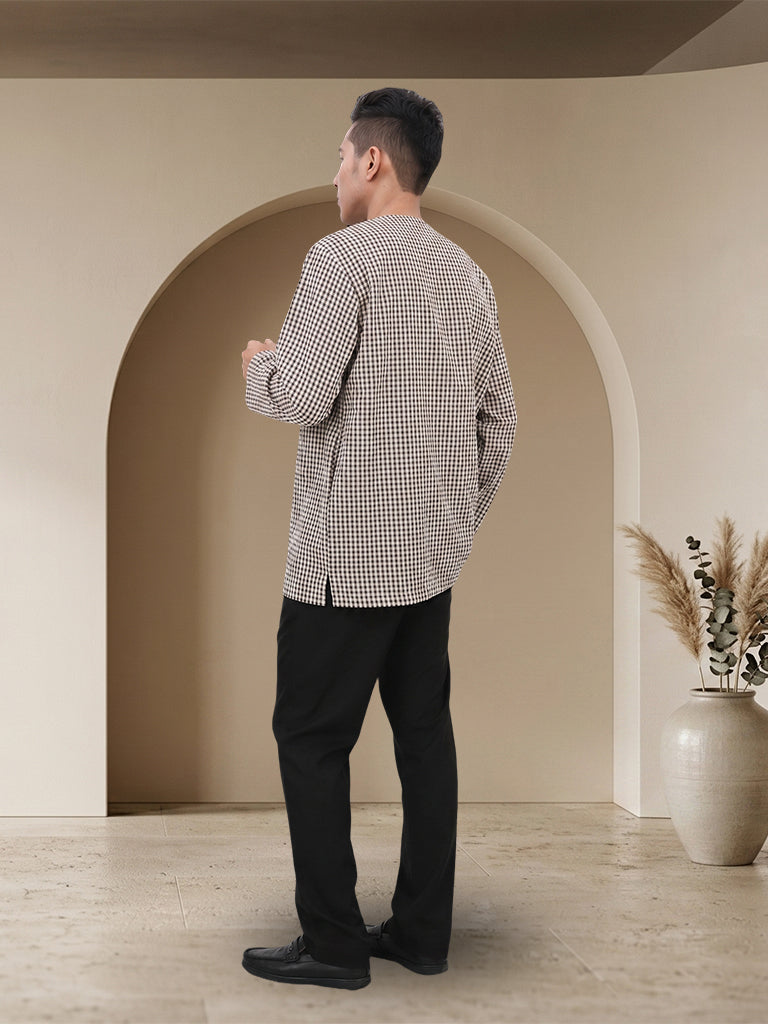 Kurta Lelaki Corak Kotak Moden Elegan