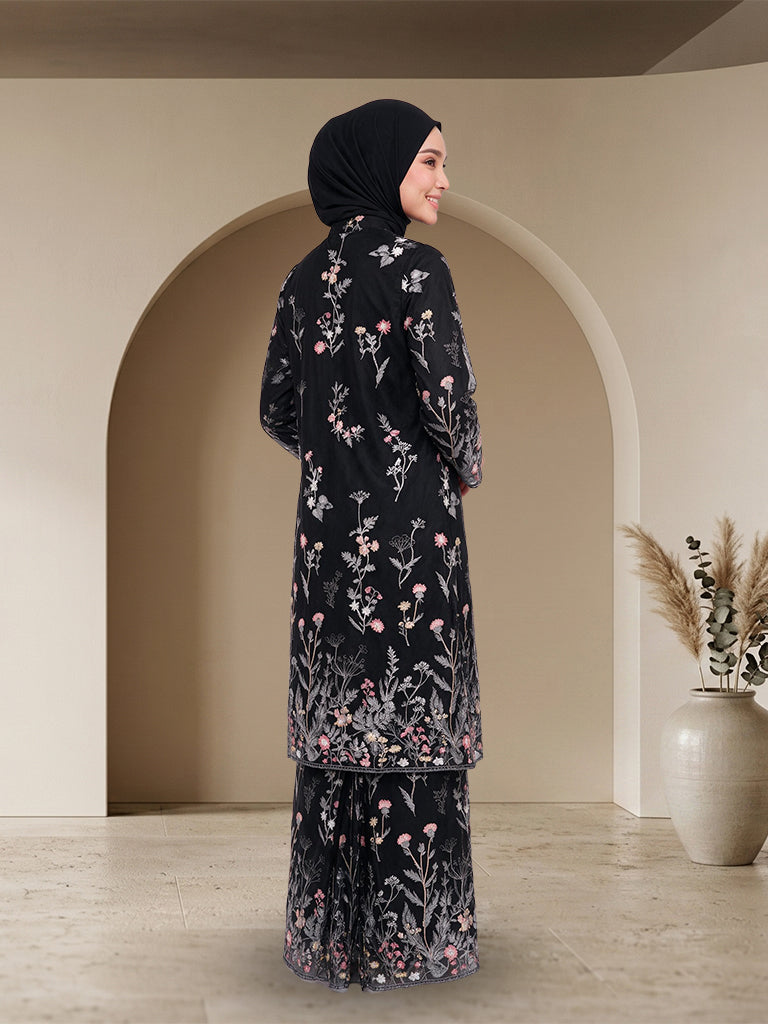 【Pra-pesan】Set Baju Kurung Moden Sulaman Bunga Elegan