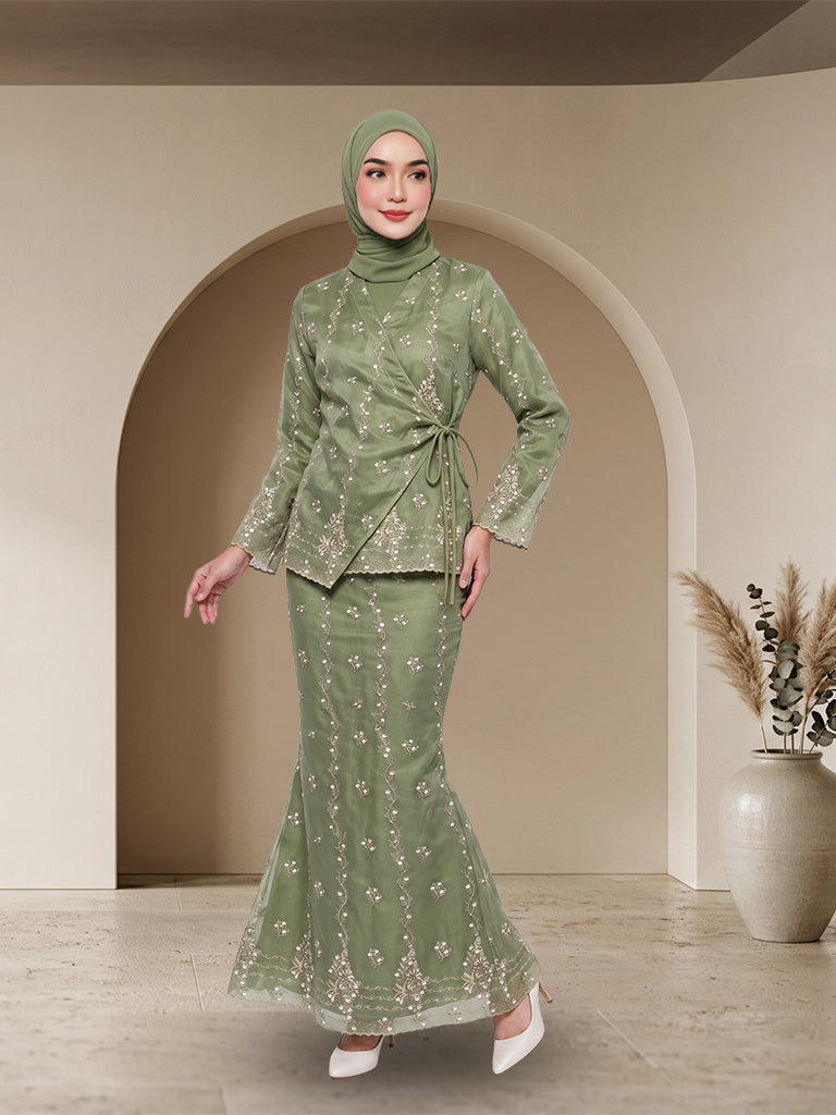 【Pra-tempah】Set Baju Kurung Moden Lace Sulam Elegan