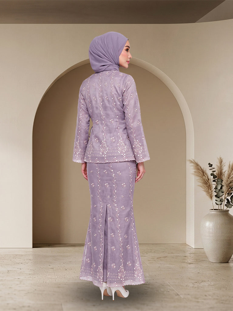 【Pre-order】Elegant Embroidered Lace Baju Kurung Modern Set