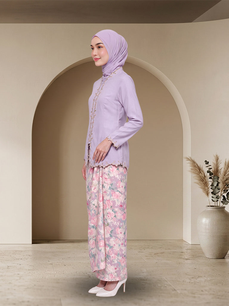 Set Baju Kurung Moden Sulam Bunga Elegan