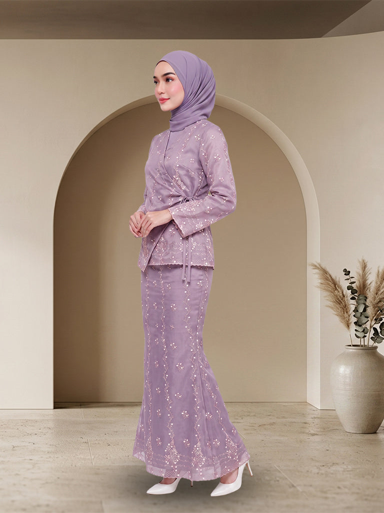 【Pre-order】Elegant Embroidered Lace Baju Kurung Modern Set