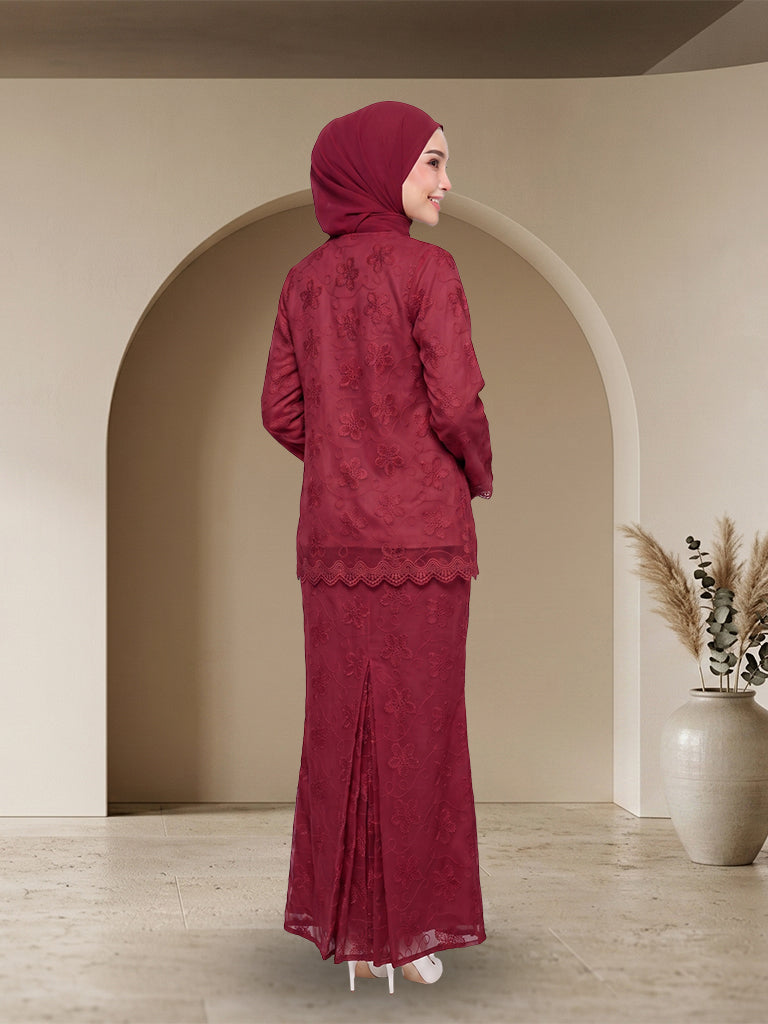 【Pre-order】Elegant Floral Lace Baju Kurung Set