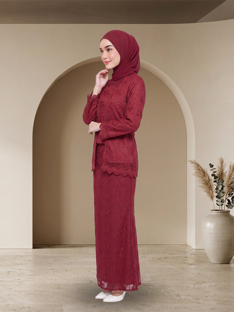 【Pre-order】Elegant Floral Lace Baju Kurung Set