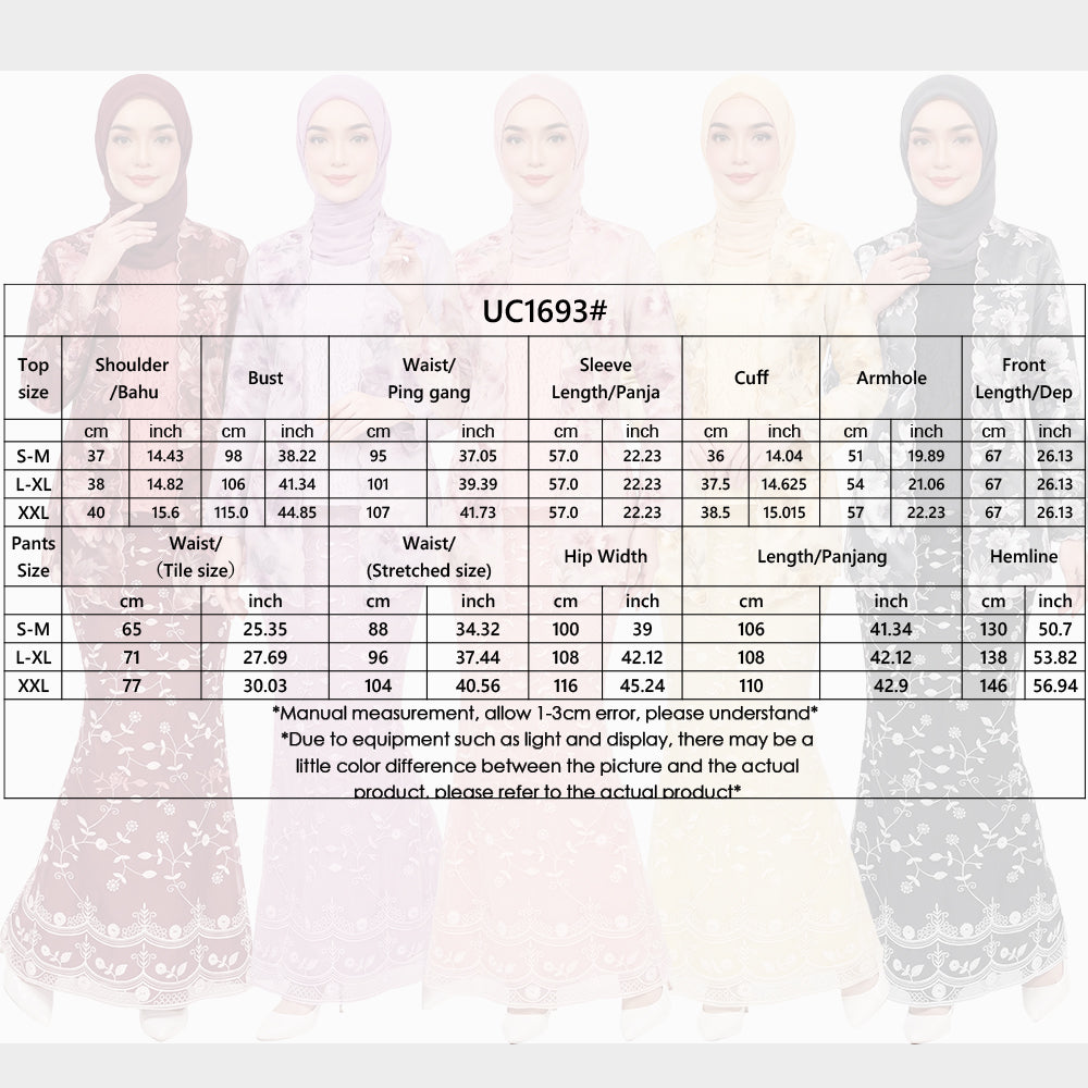 【Pre-order】Premium Floral Lace Baju Kurung Modern Set