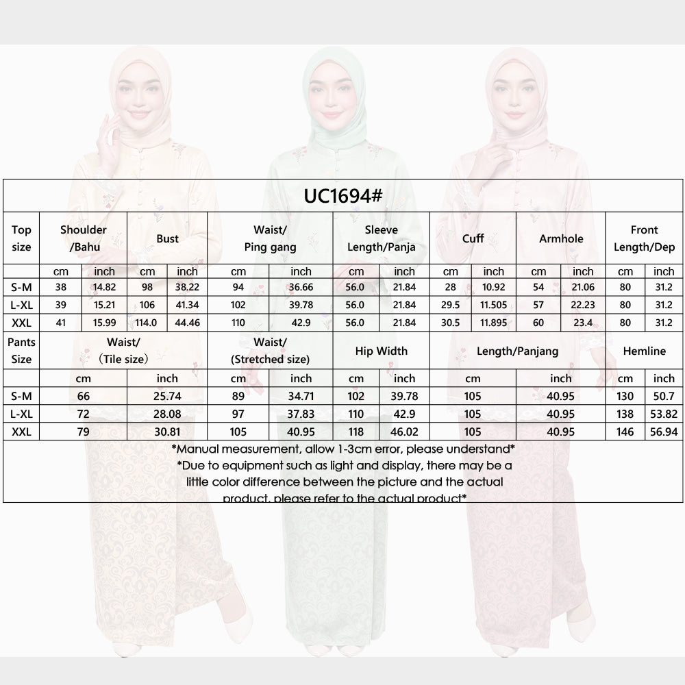 【Pre-order】Elegant Floral Embroidered Baju Kurung Modern Set