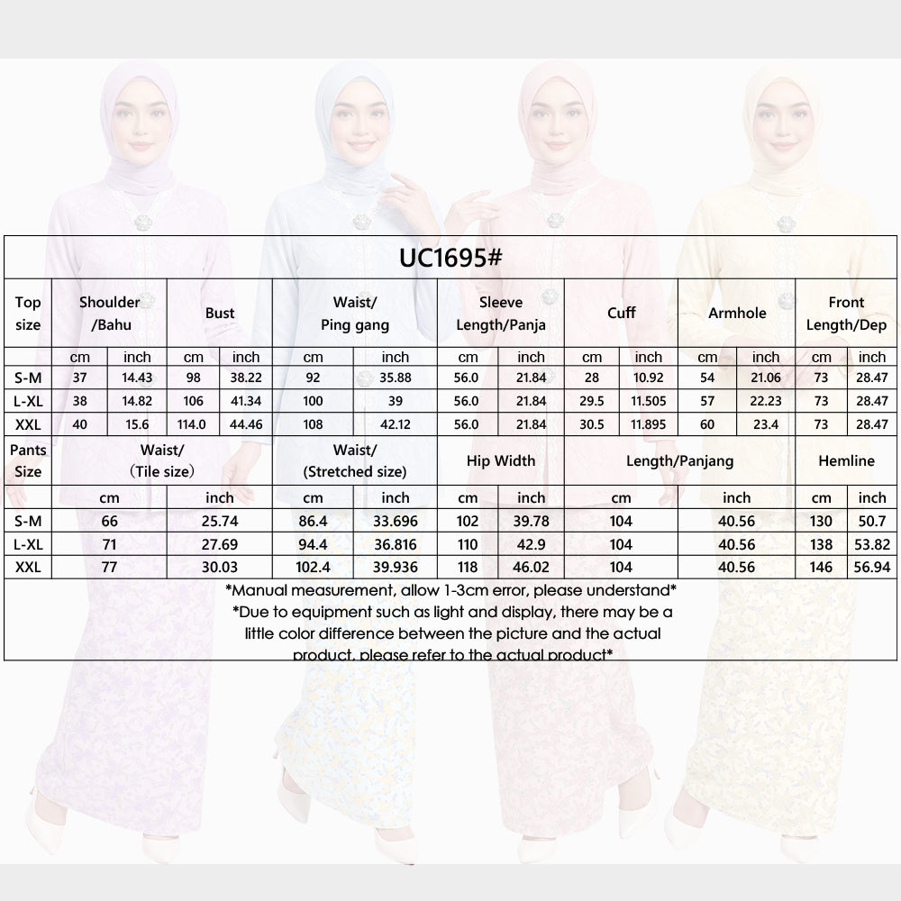 【Pre-order】Elegant Lace Embroidered Baju Kurung Modern Set