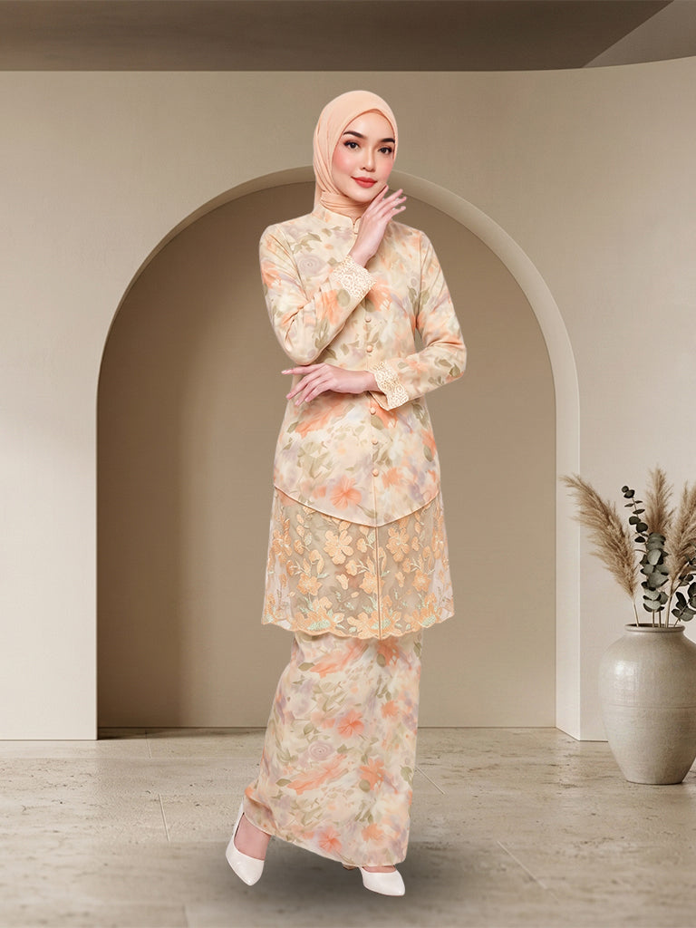 【Pra-pesanan】Set Jubah Moden Sulaman Bunga Anggun