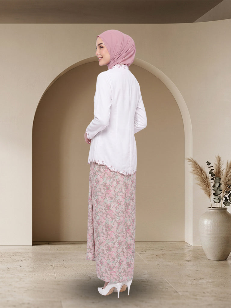 Set Baju Kurung Moden Sulam Bunga Elegan