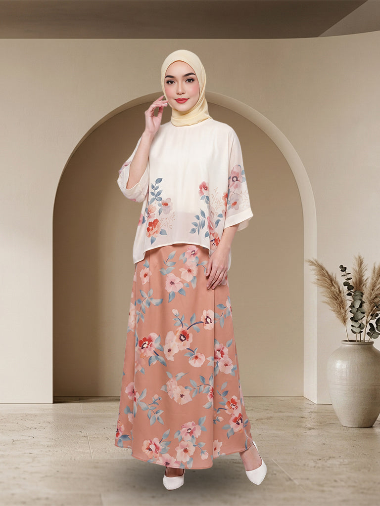 【Pra-pesanan】Set 2-Helai Muslimah Bercorak Bunga Elegan