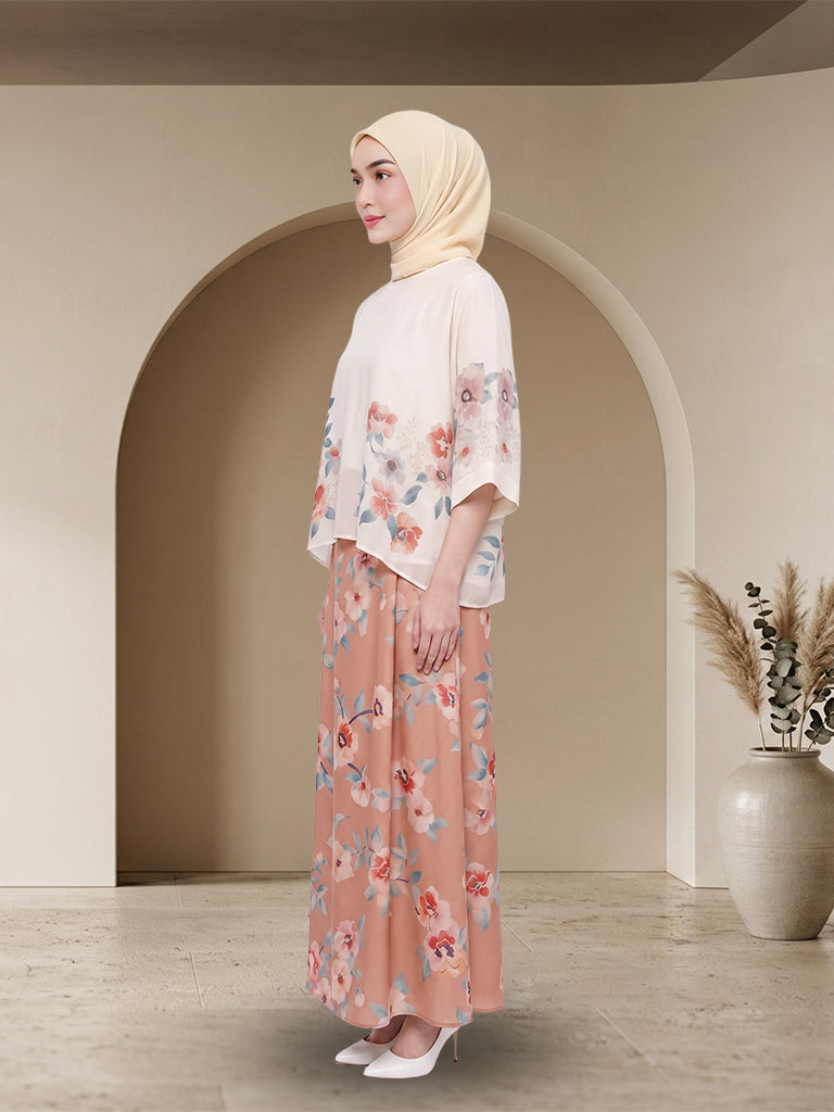 【Pre-order】Elegant Floral Printed Muslimah 2-Piece Set