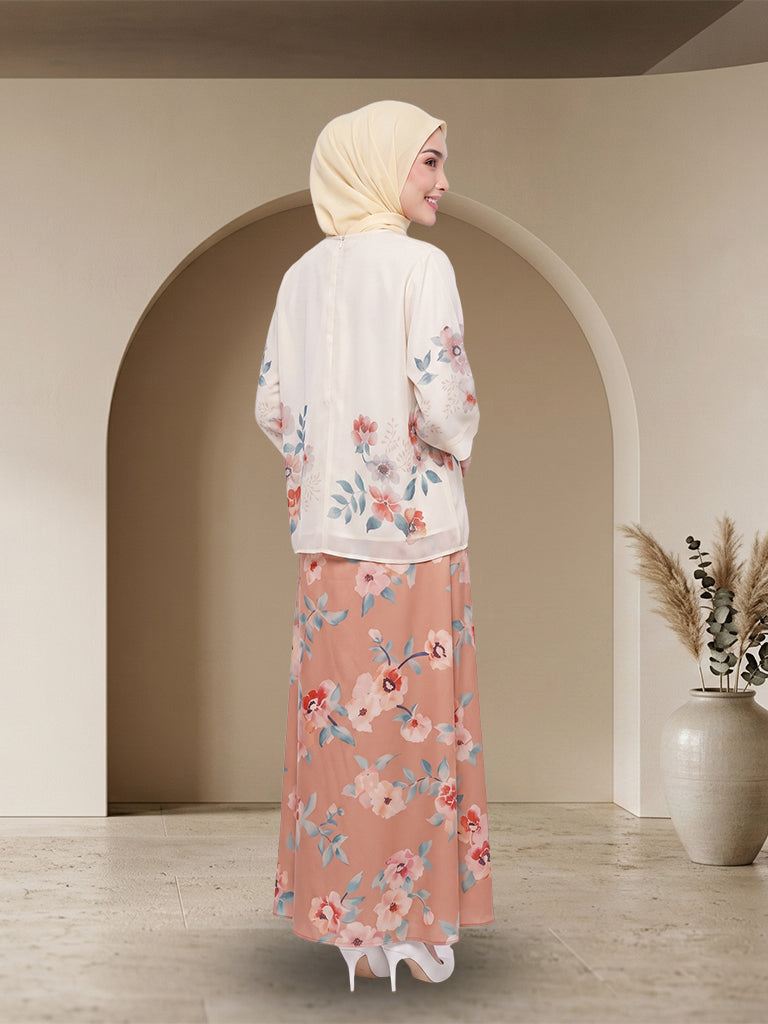 【Pre-order】Elegant Floral Printed Muslimah 2-Piece Set