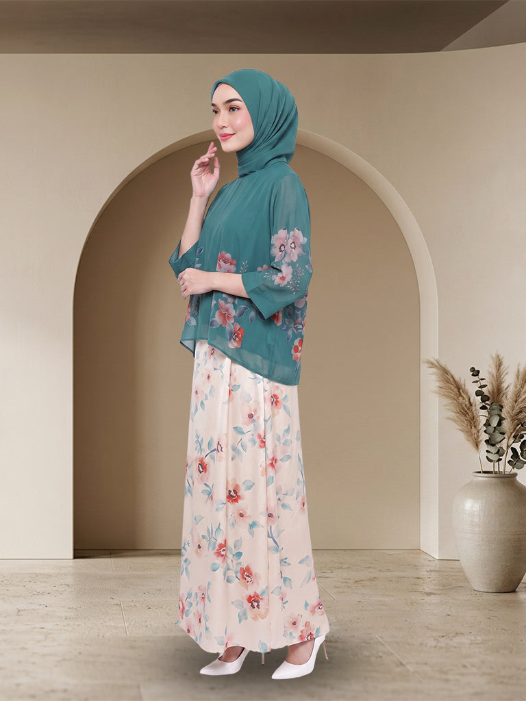 【Pre-order】Elegant Floral Printed Muslimah 2-Piece Set