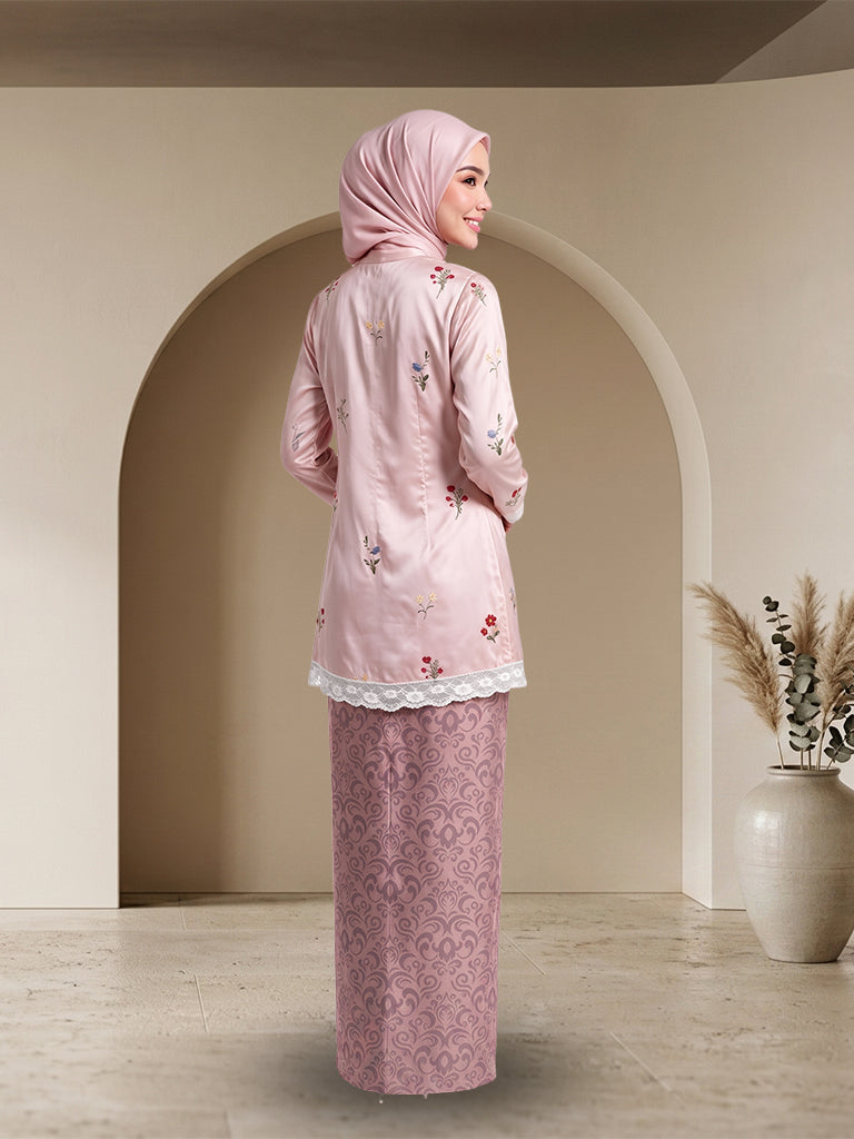 【Pre-order】Elegant Floral Embroidered Baju Kurung Modern Set