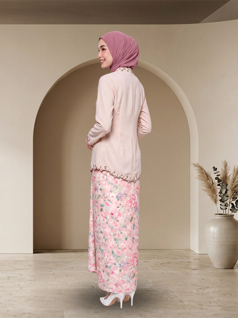 Set Baju Kurung Moden Sulam Bunga Elegan