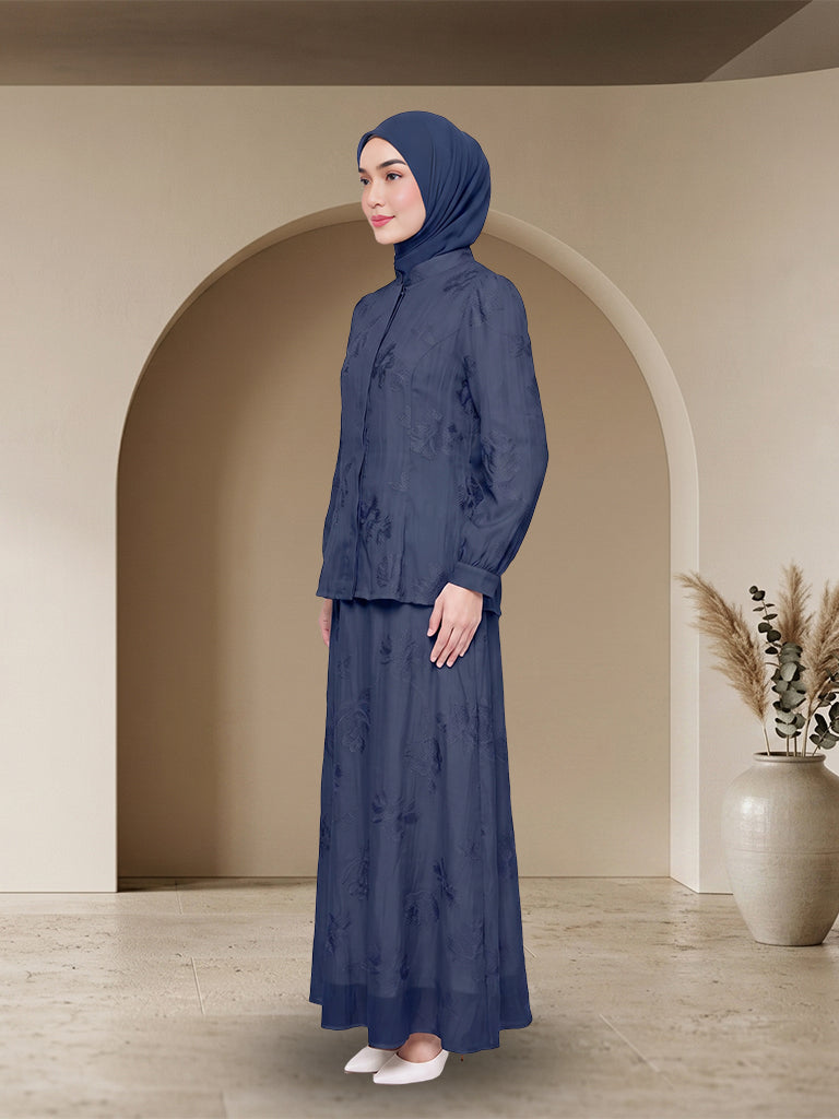 【Pre-order】Elegant Embossed Floral Baju Kurung Set